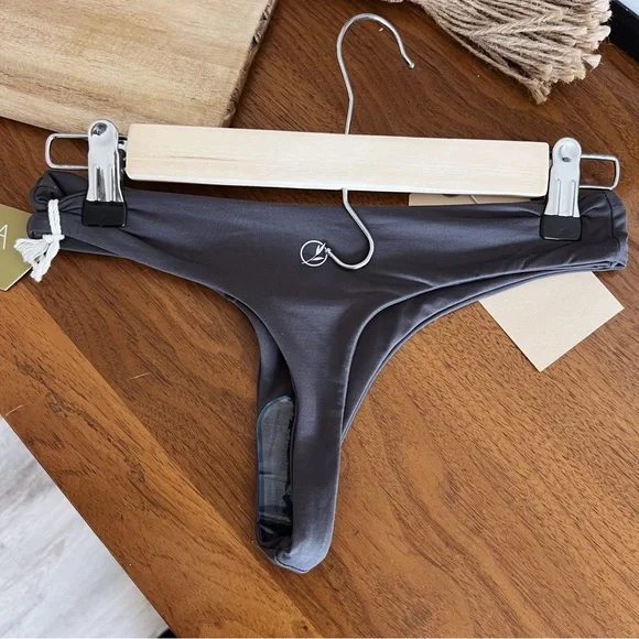 DARK GREY NWT OLIVIA SWIMWEAR THONG BOTTOMS - Picture 2 of 3